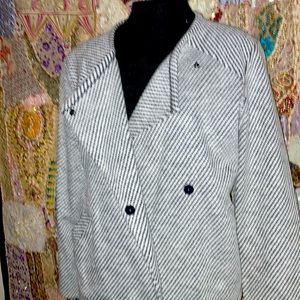 Black & White over flapped snap wool blend hipster jacket